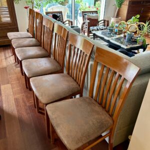 Lot de 6 chaises vintage en suédine neuve aspect vieux cuir